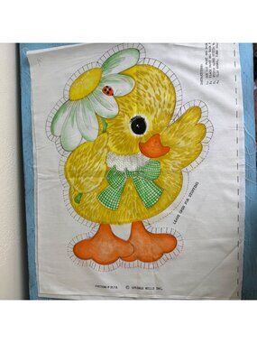 VTG 70's Baby Chick Pillow Pattern Cut & Sew Fabric Pannel Duck Spring Mills NEW